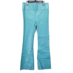 SPRWMN Los Angeles 100% Lamb Leather Crop Flare Pants Size Large Turquoise